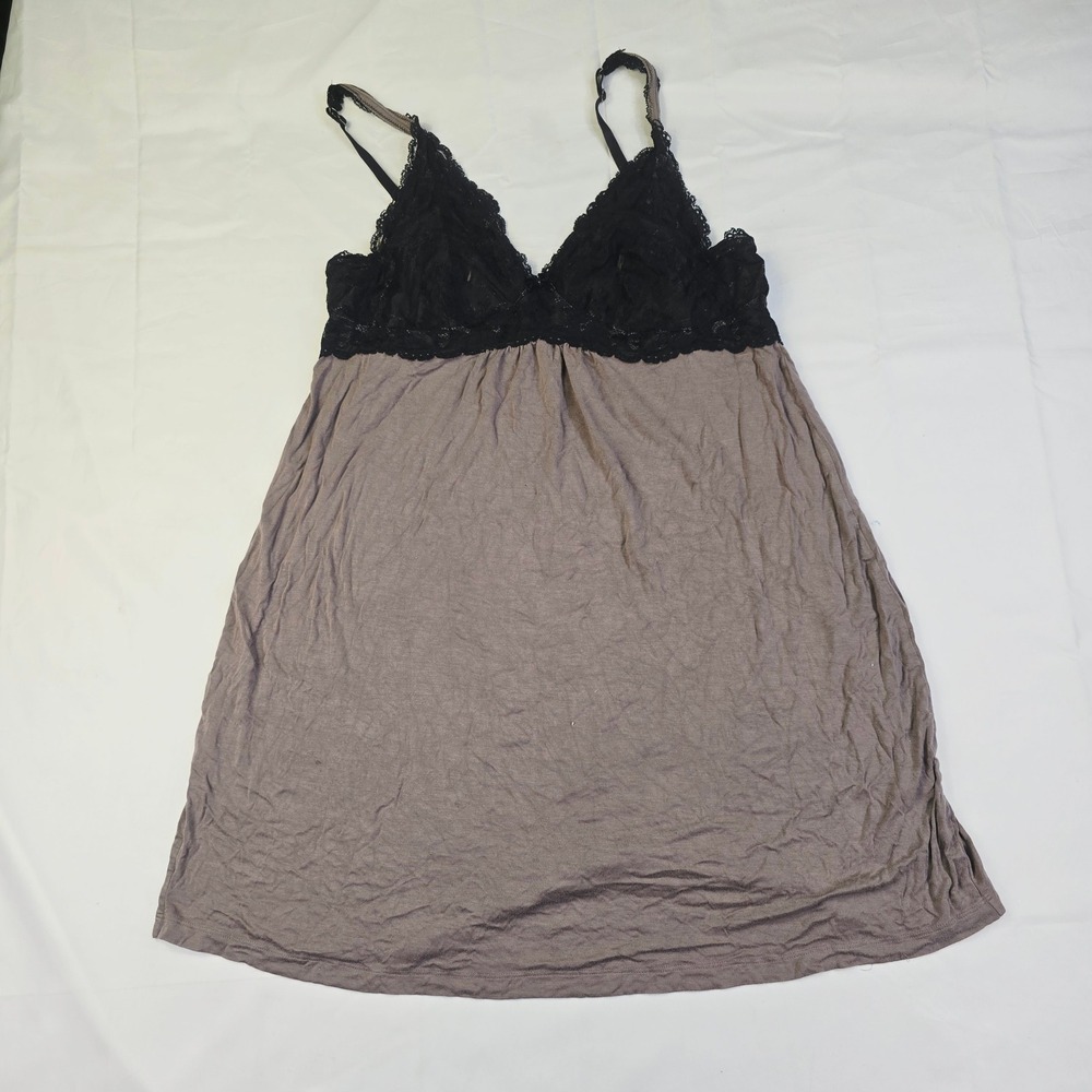 Soma Cool Nights Chemise Nightgown Women's Large Brown Lace Trim Sleep Dress